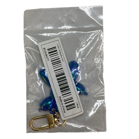 Blue Iridescent Multichrome Balloon Dog Bag Charm Keychain - Picture 11 of 11